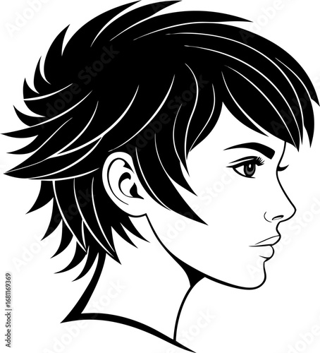 Silhouette of a woman with a modern wolf cut hairstyle