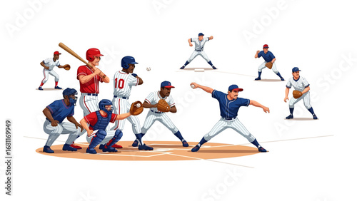 Baseball Game Illustration: A dynamic illustration depicting the essence of a baseball game, capturing the action, team spirit, and strategic moments of a classic sport.