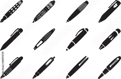 Ballpoint pen silhouette set