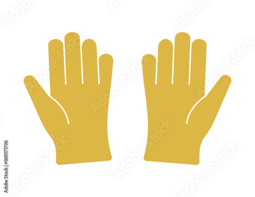 Pair of protective gloves for farming and manual labor.Minimalist safety equipment illustration, work gloves isolated on white.