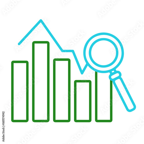 magnifying glass, chart, and graph in business theme 