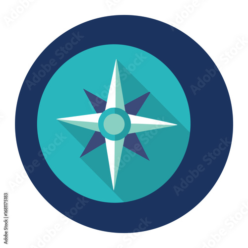 3d rounded compass icon with glowing edges