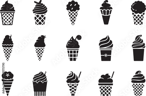 eskimo waffle cone silhouette set