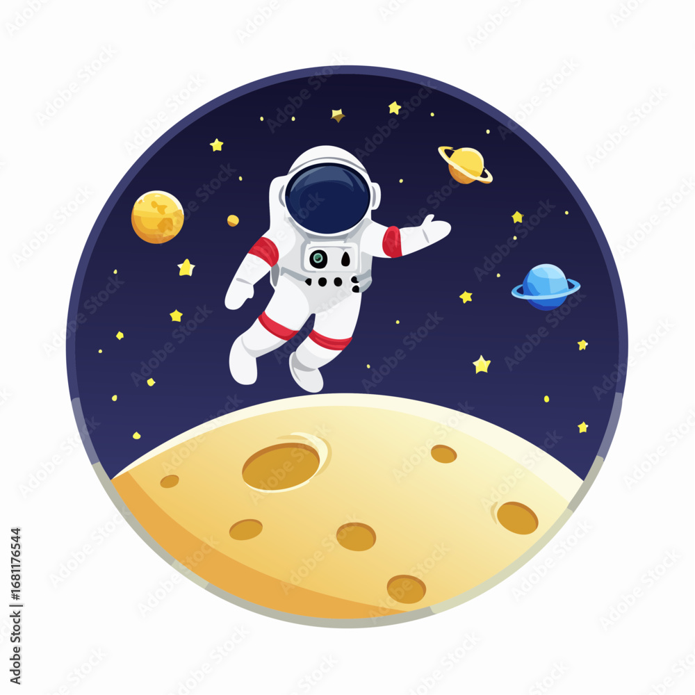 Fototapeta premium Astronaut Floating Above the Moon Space Exploration and Discovery
