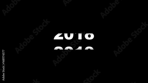 Timeline Scroll from 2001 to 2025 on Black Background. 2001 to 2025 text animation scrolling up, 2026. 4k video motion graphic animation.