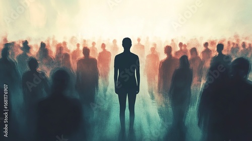 Person stands alone in a crowded setting, feeling unseen amidst the throng of others