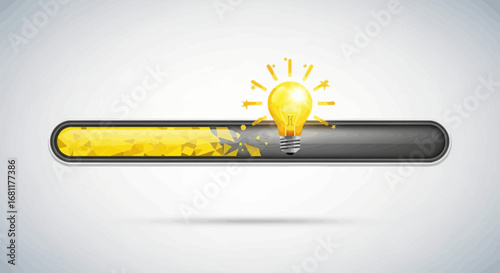 Idea Loading with Light Bulb and Progress Bar – Creative Concept Vector Illustration