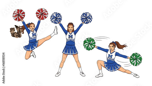 Cheerleaders Show: Young, energetic cheerleaders showcase a series of dynamic moves with pom-poms. Their coordinated routines and enthusiasm are a testament to teamwork and school spirit.