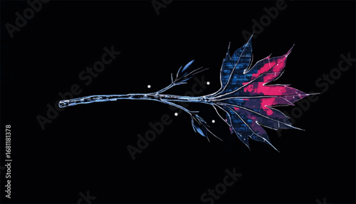 Translucent Digital Maple Leaf Merging Technology and Nature in Dark Palette