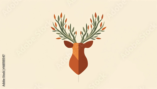 Mystical Deer with Autumn Foliage Antler Transformation