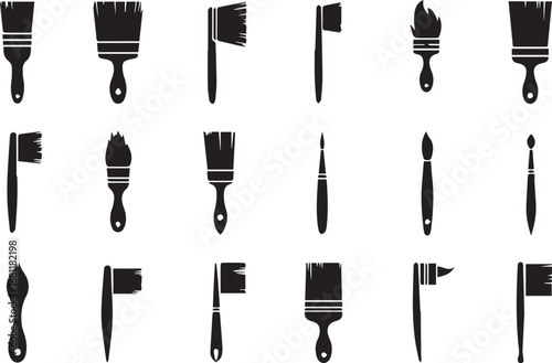 Paint brush silhouette set