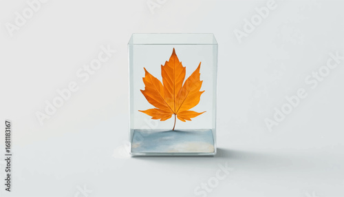 Preserved Autumn Maple Leaf in Elegant Minimalist Cube