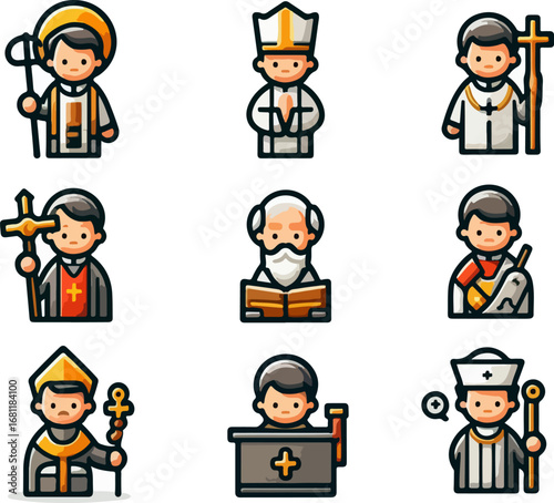 sketch vector illustration silhouette image design caricature icon logo symbol character of a pastor preaching about goodness bringing a message of peace in modern abstract style