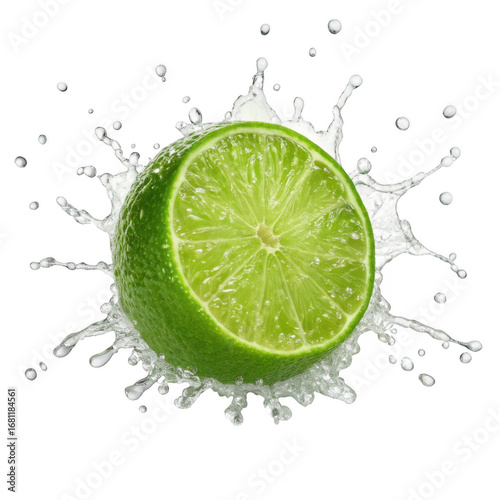 Lime splash isolated on transparent background