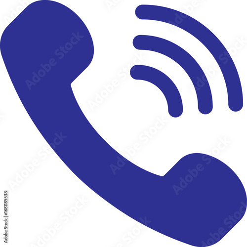 Blue Phone Calling Icon in Flat Style.