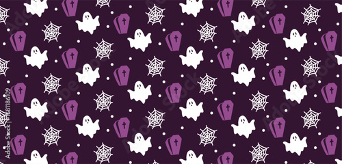 Halloween Ghosts and Coffins Pattern