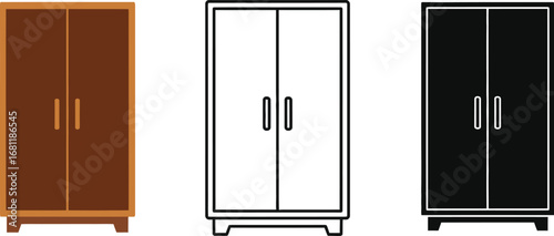 Wardrobe closet vector icon set furniture storage illustration