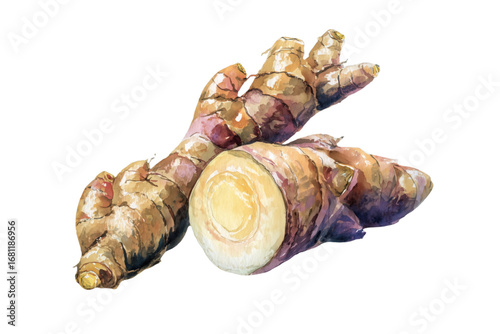 watercolor sea shells isolated on white background