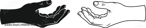 Hands reaching out vector illustration for unity and support