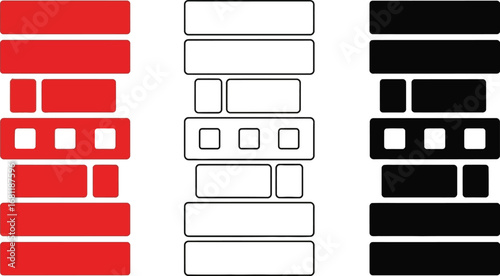 Brick wall construction pattern red black white illustration
