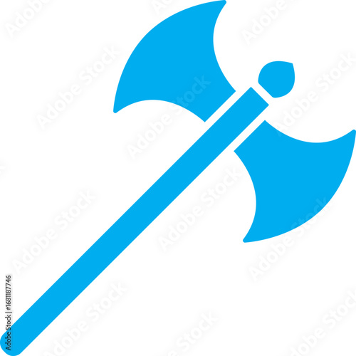 Blue and White Labrys Icon in Flat Style.