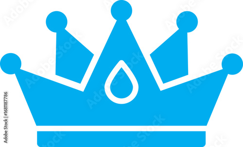 Blue Crown Icon in Flat Style.