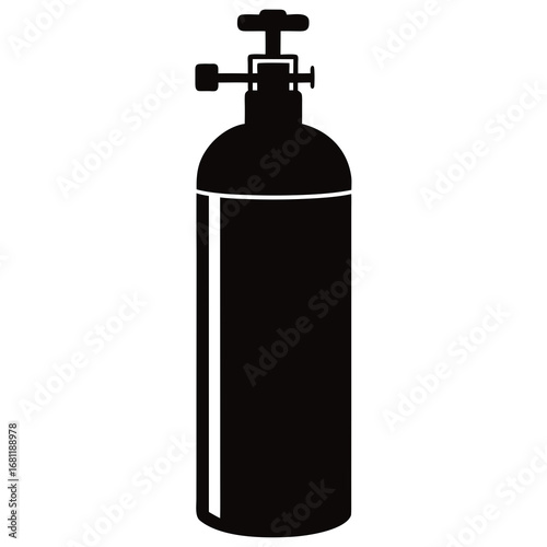 Medical Oxygen Cylinder Tank Silhouette Vector 
