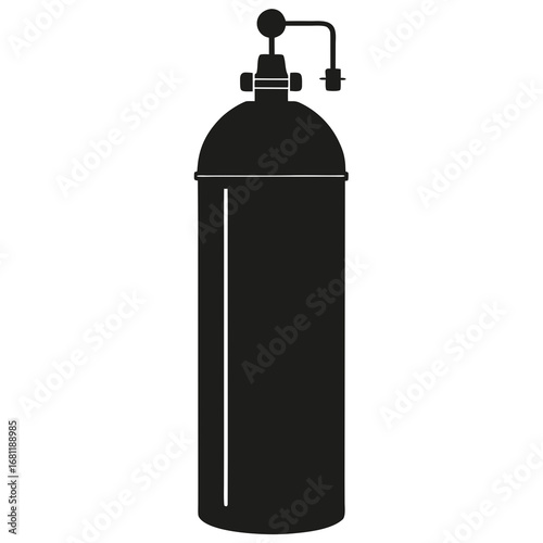Medical Oxygen Cylinder Tank Silhouette Vector 