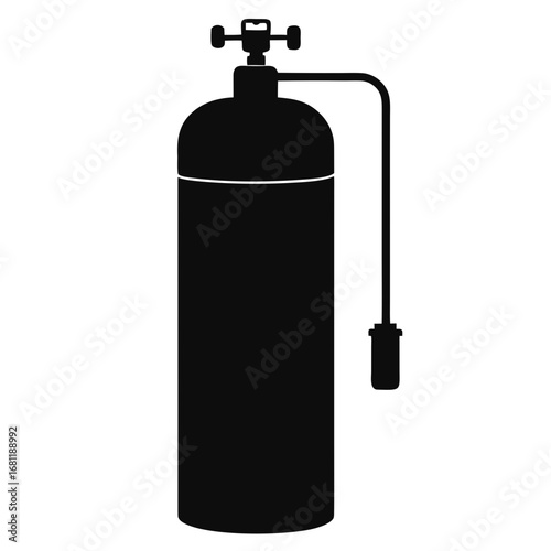 Medical Oxygen Cylinder Tank Silhouette Vector 