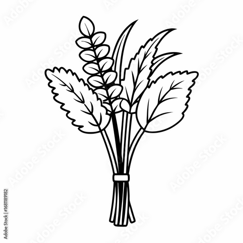 Nature & Herb Line Art Icons Aloe, Tulsi, Neem