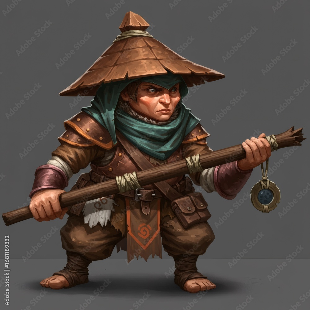 Obraz premium Grizzled Dwarf Wanderer Fantasy Character Illustration