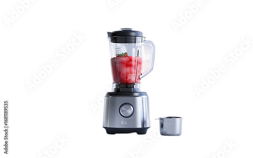 Modern sleek blender with fresh fruit ready for blending in a kitchen setting
