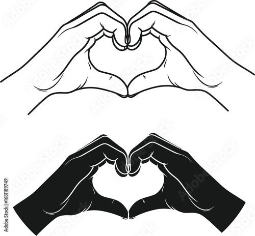 Hands making heart shape vector illustration love concept art