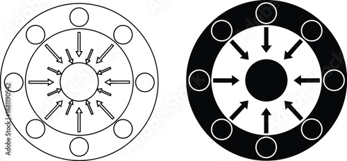 Understanding compression diagrams black and white illustration