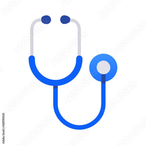 A simple blue stethoscope with white earpieces and a gray diaphragm on a transparent background isolated on transparent background