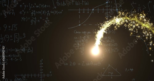 Animation of math formulas and star on black background