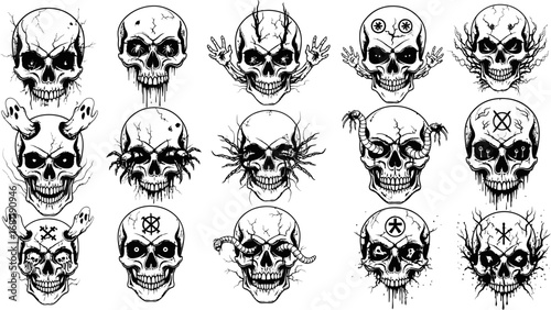 Creepy Skull Vector Collection