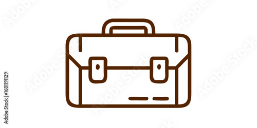 A simple brown outline drawing of a briefcase, symbolizing business and travel.