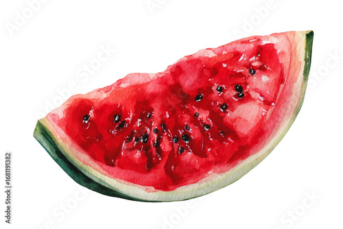 watercolor slice of watermelon on white background