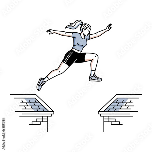 Conquering Obstacles: An illustration capturing a determined individual leaping over an obstacle, symbolizing perseverance and achieving goals. 