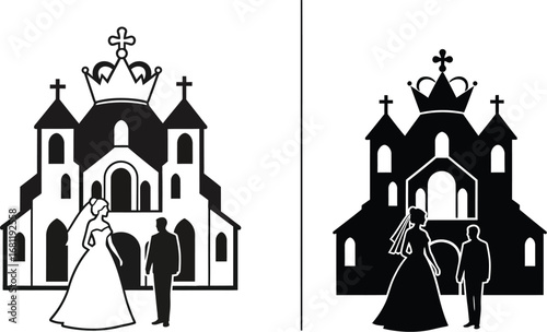 Wedding church vector illustration marriage ceremony design