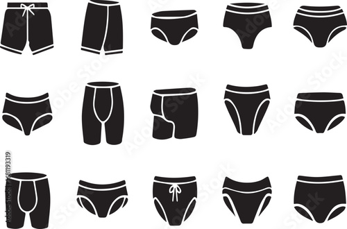 Swim suit men silhouette set