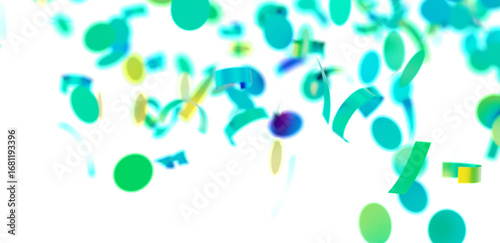 Bright teal, green confetti...