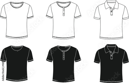 Vector t shirt design template mockup black and white apparel