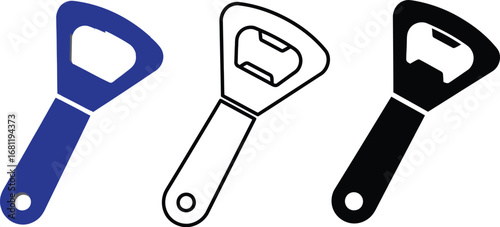 Bottle opener vector illustration set metal opener design tool