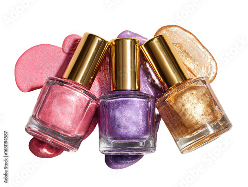Nail polish bottles with colorful drips