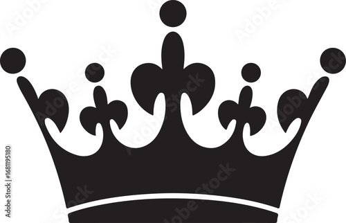 Crown black silhouette vector, Simple silhouette Design vector icon with white background