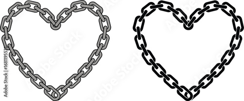 Heart chain vector illustration romance love symbol valentine day