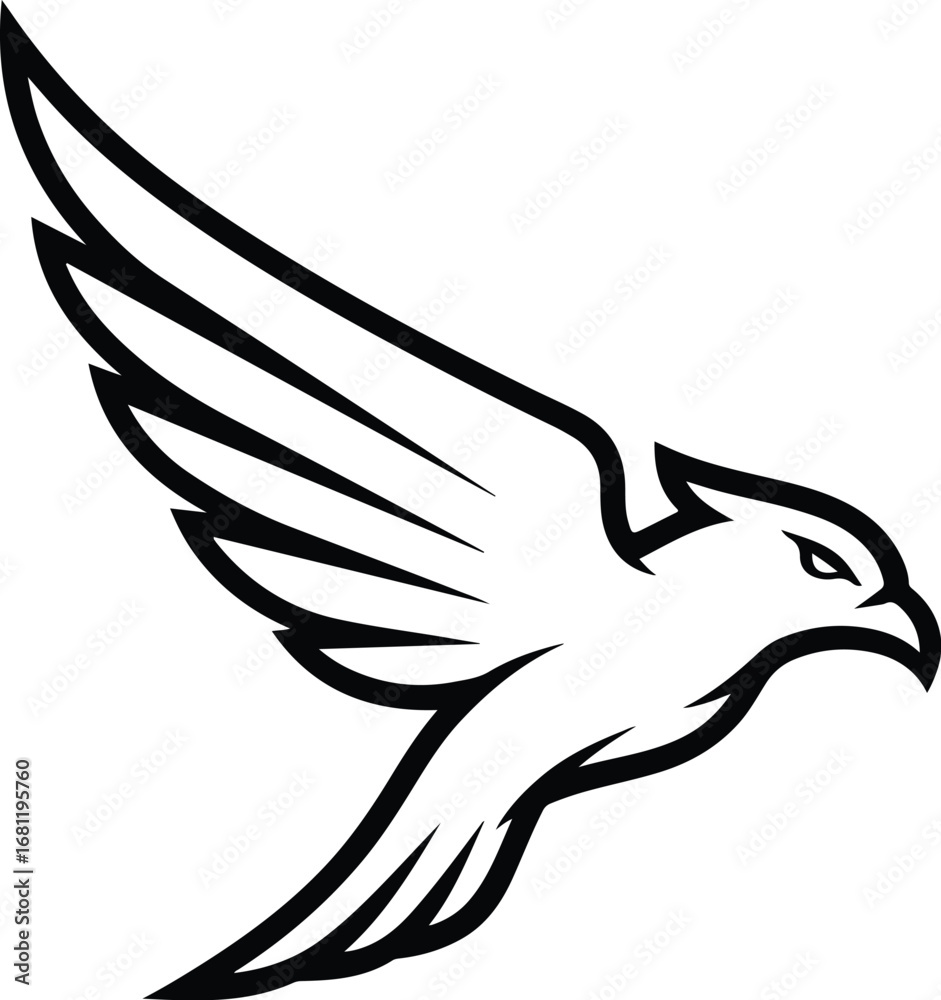 Obraz premium Hawk: A dynamic logo design of a hawk in flight, with sleek, clean lines and a modern, aggressive form.