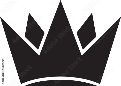 Crown black silhouette vector, Simple silhouette Design vector icon with white background